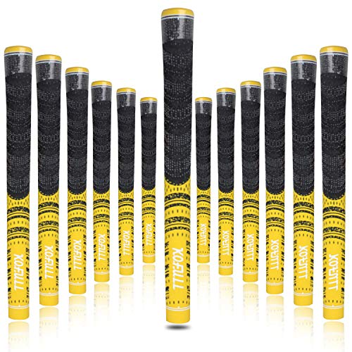Kofull Multi Compound Golf Club Grips Standard Size, All-Weather Control Thread Technology Rubber Combine with Carbon Yard, Anti-Slip-Set of 13 (Yellow) - Thumbnail 5