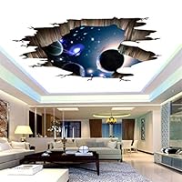 Quaanti 3D Space Wall Stickers- Magic Galaxy Floor Wall Decals - Removable Mural Decorations for Kids Bedroom Ceiling Living Room Nursery Home Decor (C)