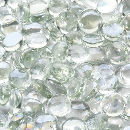 Fire Pit Glass Beads,Clear Glass Pebbles 10lb