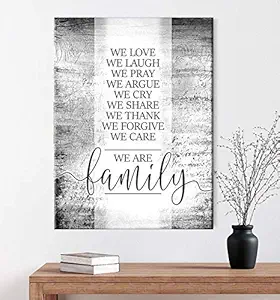 Sense Of Art | We Are Family Quote | Family Sign | Farmhouse Decor | Hanging Decor | Family Wall Decor | Rustic Home Decor Farmhouse | Wall Frames For Living Room (Grey, 30x40)
