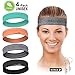 Workout Headbands for Women Men, Highly Absorbent Non-Slip Sweatbands, Super Soft Stretchy Bandana Headband, Sweat Wicking Head Band for Sports Fitness Fashion Running Yoga Exercise Tennis (4-Pack)