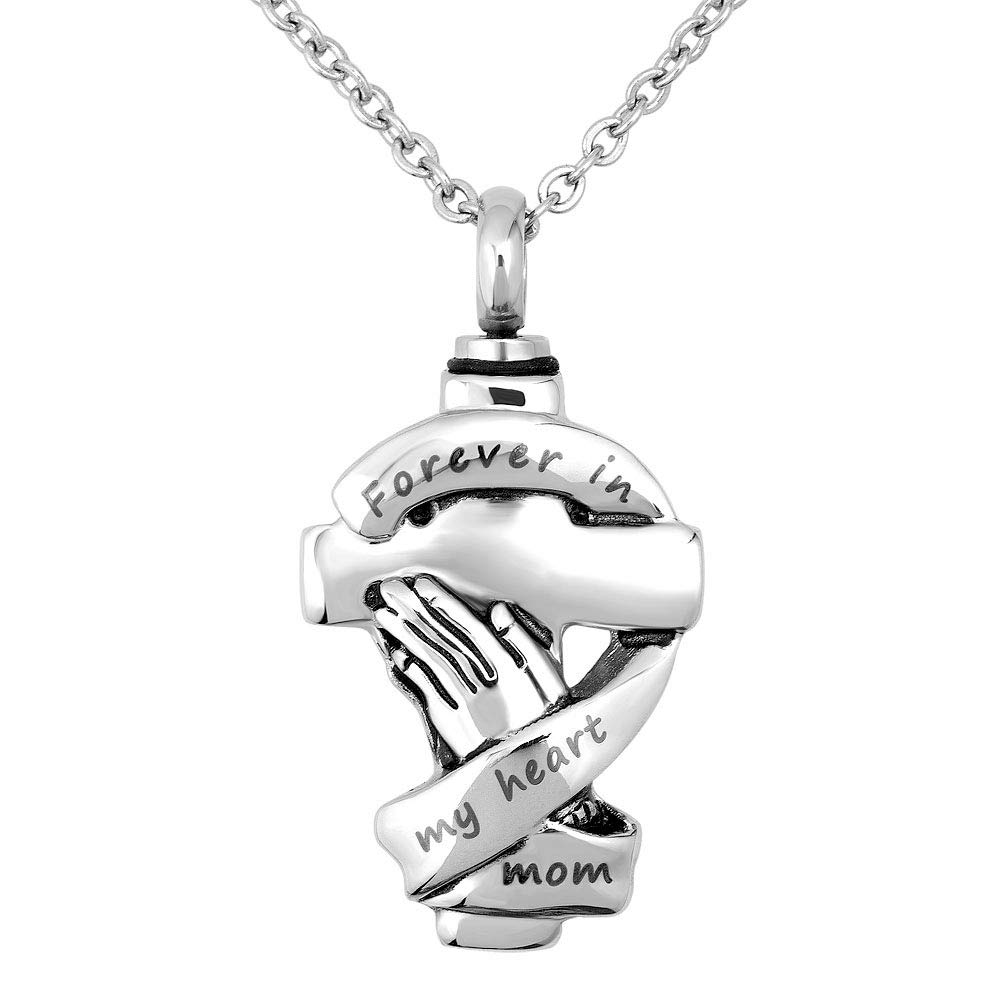 Casa De Novia Urn Necklaces Ashes Jesus Cross Lords Prayer Heart Cremation Jewelry Keepsake Memorial Urn Pendant Locket