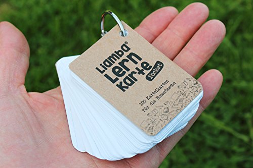 Liamba Karteikarten A8 Pocket Set 2 x 100 Lernkarten in kompakter Karteikartenbox mit Metallringen aus FSC Recyclingpapier farbigen Karten für Schule Studium und unterwegs – Bild 5