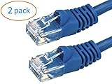 Kenuco CAT7 Double Shielded 10 Gigabit 600MHz Ethernet Patch Cable | Blue | 4ft | Pack of 2