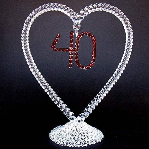 40th Anniversary Ruby Wedding Cake Topper of