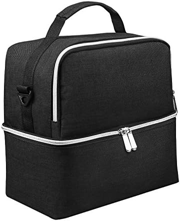 Eleganice Lunch Bag, Thermal Insulated Lunch Box Unisex Lunch Tote for Men Women Adult Kid School Work Picnic Camping Milk Snacks (Black Double Layer)