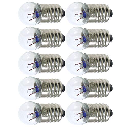 TOTOT 10pcs E10 Mini Light Bulbs 2.5V 0.3A Physical Electrical Experiment Screw Base Indicator Light Incandescent Bulb Old-Fashioned Flashlight Lamp