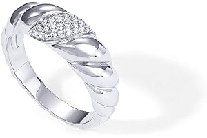 PAVOI 14K Gold Plated Croissant Dome Ring - Twisted Braided Gold Plated - Chunky Signet Ring for Women