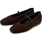 CEFISOP Ballet Flats for Women Square Toe Mary Jane Flat Comfort Slip On Work Ballerina Shoes with Elastic Strap