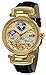 Stuhrling Original Men's 353A.333531 Magistrate Automatic Skeleton AM/PM Indicator Dual Time Goldtone Watch
