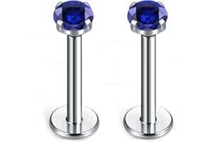 BelezaDosas G23 Titanium Labret Studs Threadless 16G Lip Rook Lobe Tragus Helix Cartilage Push Back Earring Piercing Jewelry