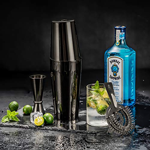 Soing Black Cocktail Shaker Boston Shaker Set,Stainless Steel Bartender