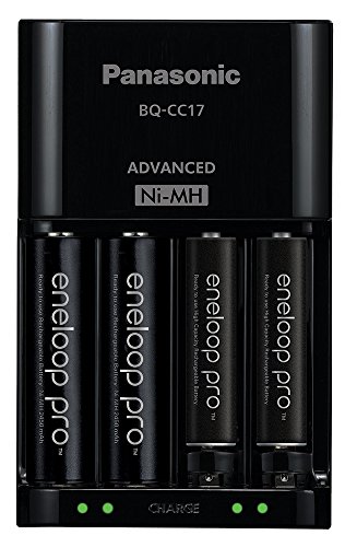 eneloop K-KJ17K3A4BA Panasonic Advanced Battery Charger Pack with 4 AAA Pro High Capacity Ni-MH Rechargeable Batteries