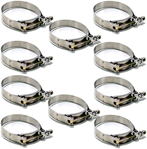 Squirrelly 1.5" Inch Heavy Duty Performance Stainless Steel with Rounded Band Edges High Qualit T-Bolt Clamp Part Turbo Intake Intercooler Pack of 10