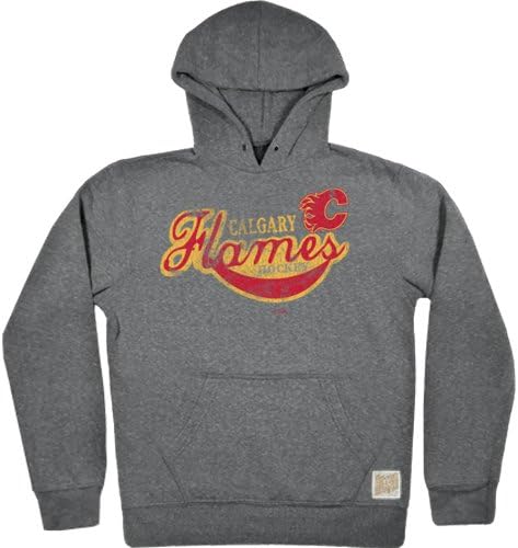 Original Retro Brand NHL Calgary Flames Men's Tri-Blend Fleece Hoodie, Medium, Heather Grey