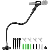 19-Inch Gooseneck Microphone Stand, Desktop &amp; Wall Mount with Flange Base | Flexible Gooseneck Mic Arm, Heavy Duty Steel, Flange Mount Base, for Podium, Studio, Lecture, Podcast, Gaming, Streaming