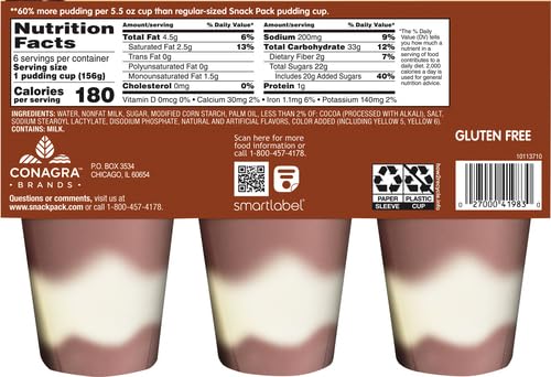 SNACK PACK PIE PUDDING CUPS, CHOCOLATE AND VANILLA, 33 OZ (6 CT)