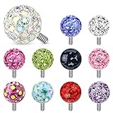 Clear Epoxy Covered Ferido Ball 316L Surgical Steel Dermal Anchor Tops (Sold Ind.)