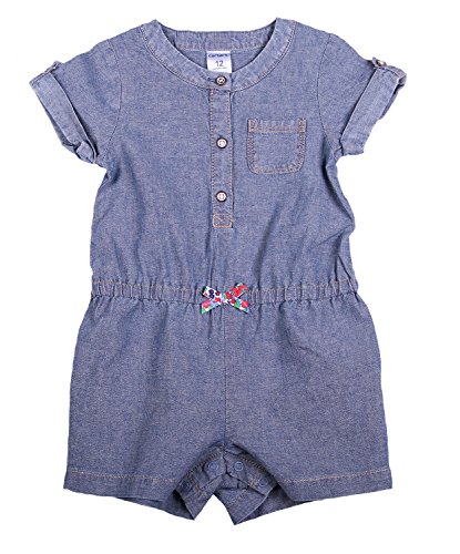 Carter s baby girl denim chambray romper (24 month, light wash)