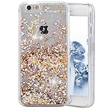 iPhone SE Case, Liquid Case for iPhone SE 5 5s, Surpriseyou 3D Creative Design Shiny Quicksand Moving Bling Glitter Sparkle Diamonds Flowing Clear Hard Case for iPhone SE/5S/5 (Gold Diamonds)