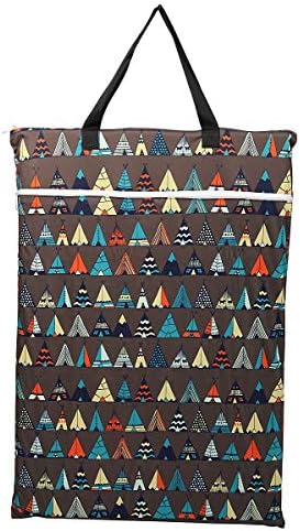 Large Hanging Wet/Dry Cloth Diaper Pail Bag for Reusable Diapers or Laundry (Indian Tents)