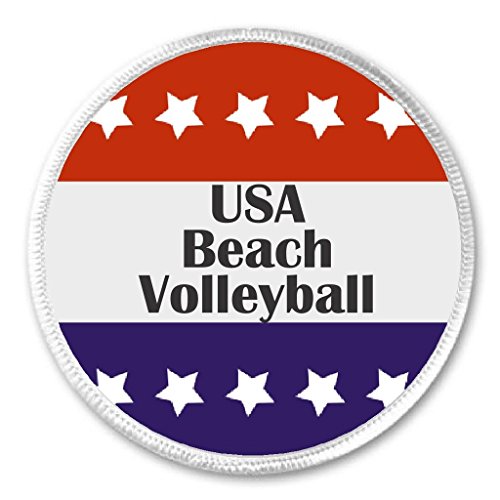 USA Beach Volleyball Red White Blue Stars 3" Sew On Patch