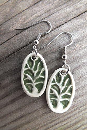 Porcelain Tree Earring, Green