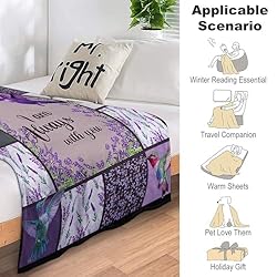 Hummingbird Print Blanket Purple Lavender Bird