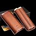 Brown Genuine Leather 2 ct Adjustable Cigar Case Travel Holder