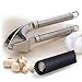 U.RProchef Stainless Steel Garlic Press - Set of Heavy Duty Crusher and Silicon Roller for Peeling Clove Skin. Free Cleaning Brushes