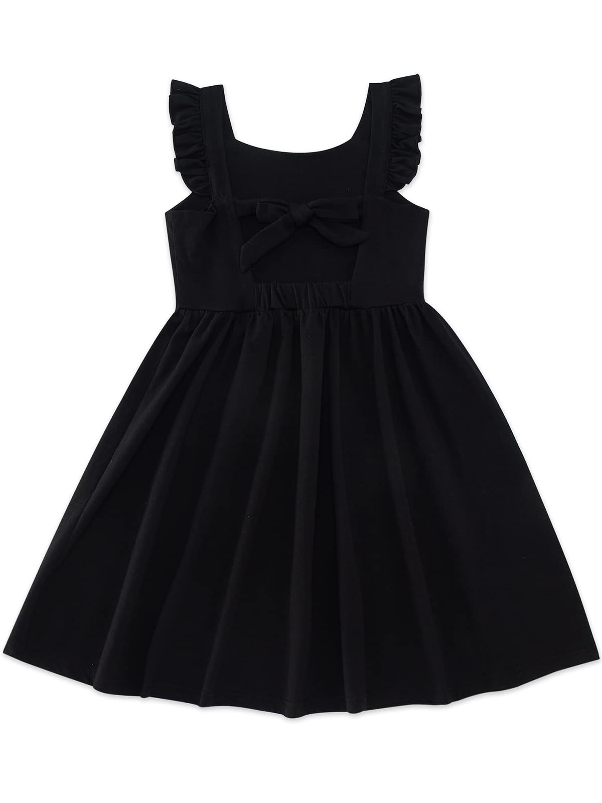 Photo 1 of **Dirty** Girl Black Dress 4T Vintage Tie Back Sundress Summer Casual Solid Color Sleeveless Dresses Size 4-5