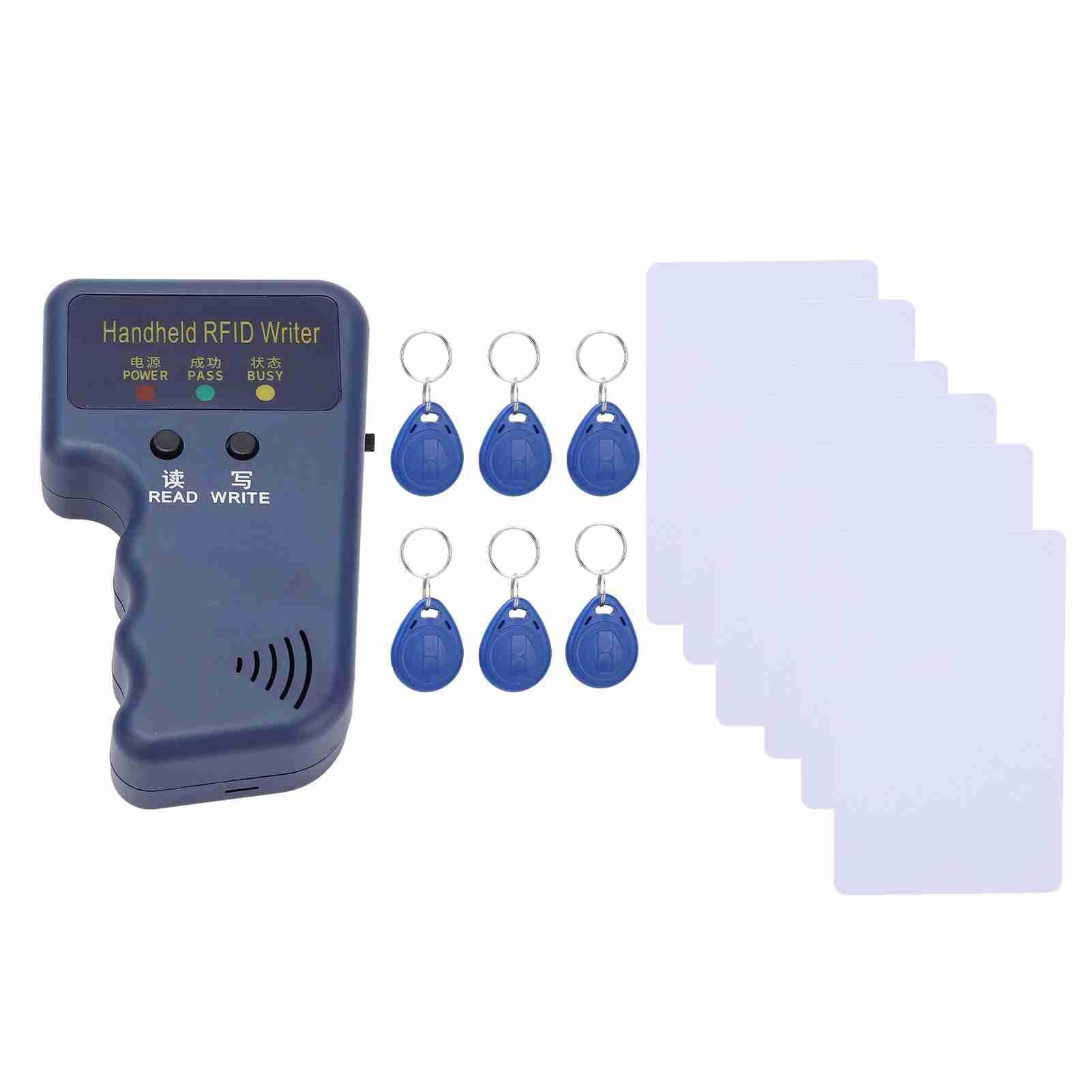 125KHz RFID ID Card Copier, Handheld RFID ID Card Copier Reader Writer Duplicator + 6 Writable Tags + 6 Cards