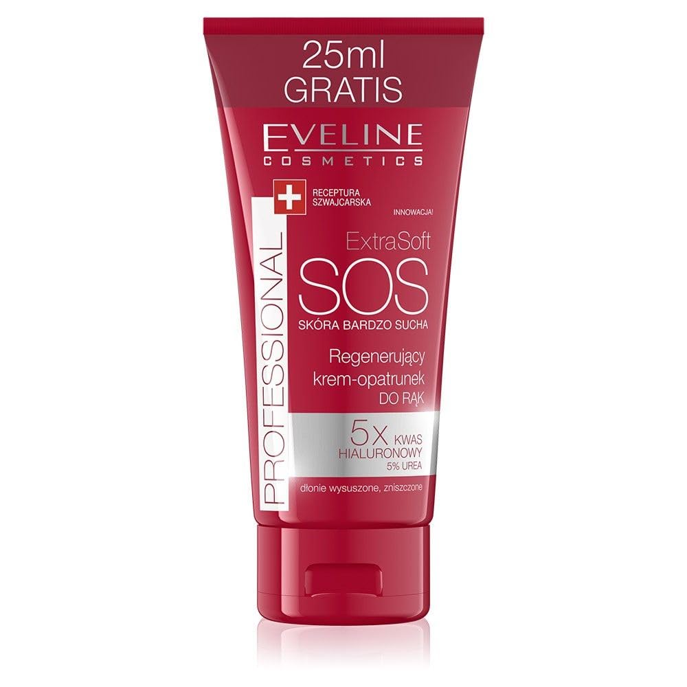 Eveline Cosmetics Extra Soft SOS Regenerating Hand Cream Bandage - Instant Moisturizing & Nourishing Relief for Dry, Damaged Hands - 100ml