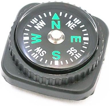 20mm Outdoor Survival Mini Compass with PU Leather Watch Attachment Design - Black (5PCS)