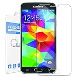 Galaxy S5 Screen Protector, Maxboost [Tempered Glass] Screen Protector For Samsung Galaxy S5 -0.2mm Ballistic Glass Screen Protection Case Fit 99% Touch Accurate - Clear