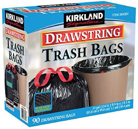 33 Gallon Black Drawstring Trash Bag 90 Count, New!!!
