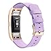 bayite Canvas Bands Compatible with Fitbit Charge 2, Soft Classic Replacement Wristband Straps Women Men, Lavender with Rose Gold Connector Small (5.5-6.7 Inch)