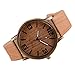 2016 Classical Wooden Watch Women Wristwatches Vintage Style Men Dress Watch Pu Leather Quartz Watch 3#