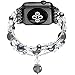 Suppeak Band Compatible with Apple Watch 38mm 40mm 41mm, Women Elastic Handmade Pearl Bracelet Replacement for Series SE 7 6 5 4 3 2 1, Black