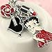 Z371-B New Cute Red Betty Boop Black Heart Lipstick Rose Charms Keychain