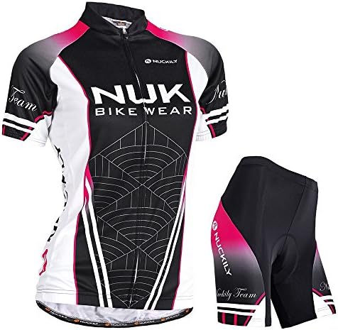NUCKILY Women's Cycling Sublimated Jersey and Stretchable Gel Padded Short Suit X-Large