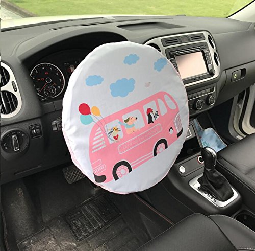 Steering Wheel Cover Car Shade,Cotton,15 Inch,Penguin Bus