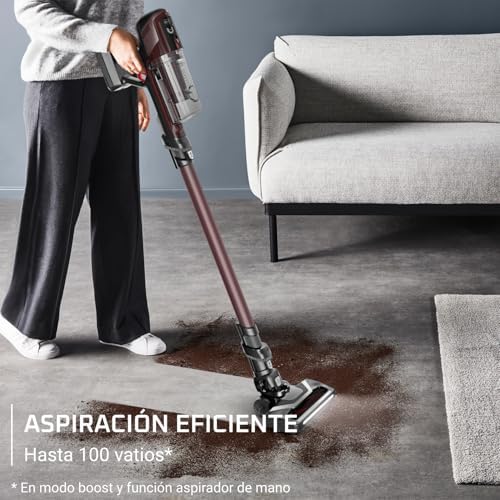 X-Pert 6.80, Aspiradora Escoba Sin Cable, Autonomía de 60 min, Limpieza 4 en 1, Ligera Solo 1,4 kg, Accesorios para Mascotas, Contenedor de Polvo extraíble y Lavable, Burdeos, RH6483E0