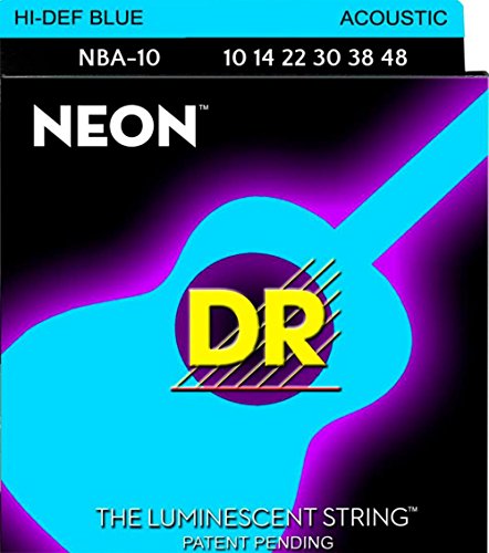 DR, / 10-48 Lite Set Handmade Neon Hi-Def Blue Coated Acoustic Strings (NBA10)