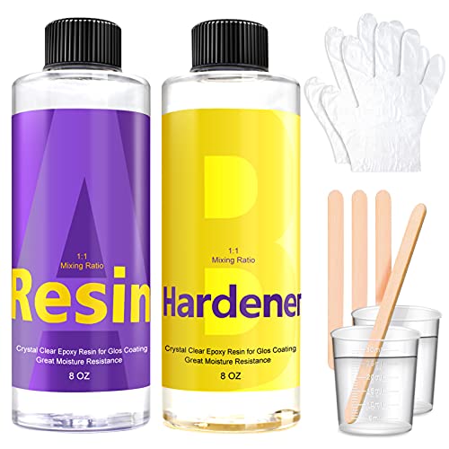 16 Ounce Clear Epoxy Resin Kit, 2 Part Epoxy Resin with Bonus Measuring