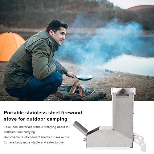 FOONEE Camp Stove,Detachable Stainless Steel Folding Wood Stove, Portable Folding Lightweight Backpacking Stove for Outdoor Survival Cooking Picnic Hunting - Thumbnail 7