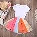 Girls'It's My Birthday Print Shirt Tutu Skirt Dress Outfit Set (White+Pink a, 5-6 Years)