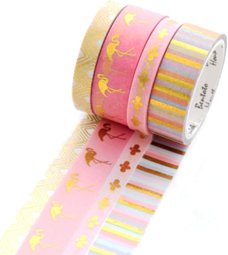 YUBBAEX Washi Tape Set Decorative Tape for Crafts, Scrapbooking Supplies, DIY, Gift Wrapping (Roman Flamingo)