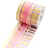 YUBBAEX 4 Rolls Washi Tape IG Style Masking Set Gold Foil Decorative for Arts, DIY Crafts, Bullet Journal Supplies, Planners,