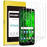 [4 Pack] MOTO G6 Screen Protector, SPARIN Tempered Glass Screen Protector for MOTO G6, Covers Viewable display Only with Anti-Scratch/Response Quickly/Easy Installation/Bubble Free, 5.7 inch